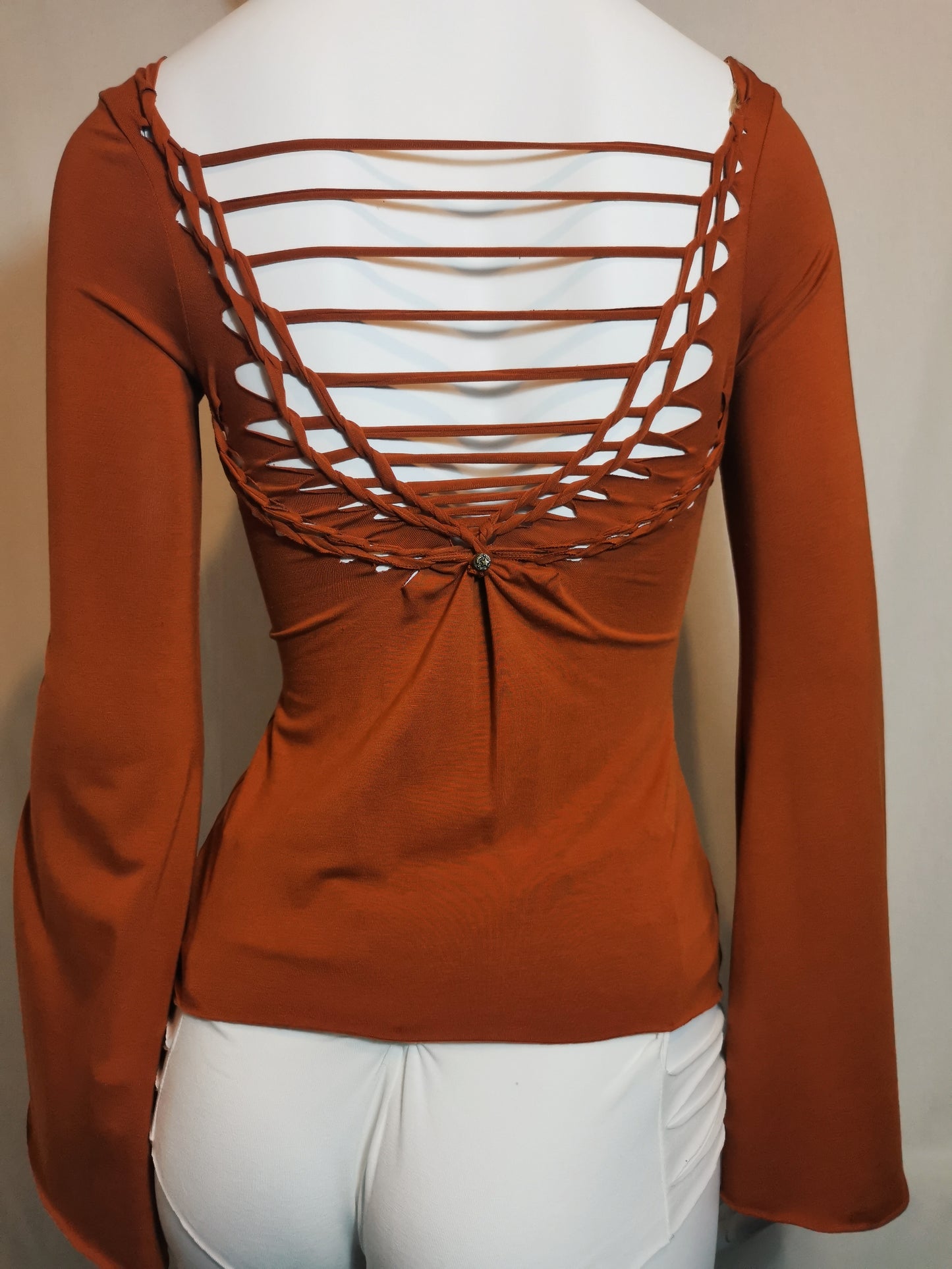 Magic Bell Sleeve Top ~ Small ~ Rust
